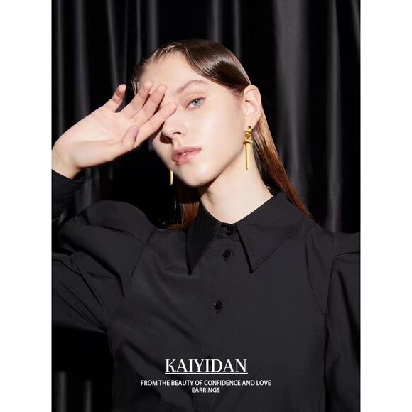 Awl Gold Dangle Statement Vintage Cute Long Summer Earring for Women Jewelry - Picture 6 of 9